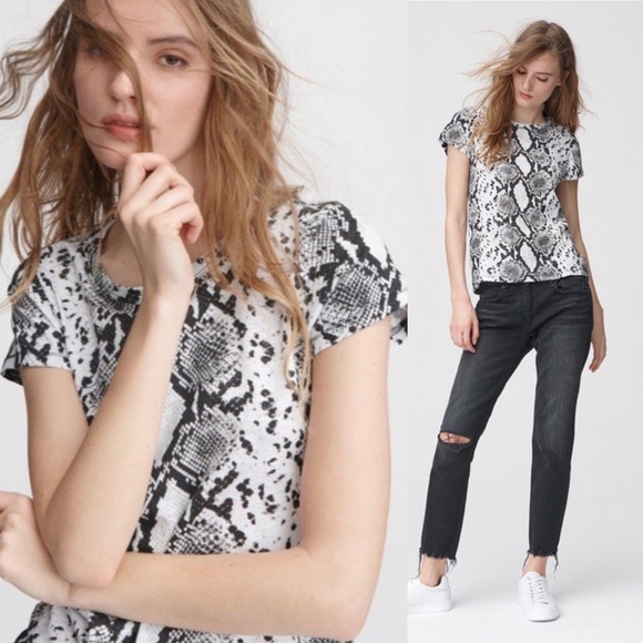 Rag & Bone Snake Print Tee in Black and White - Picture 1 of 9